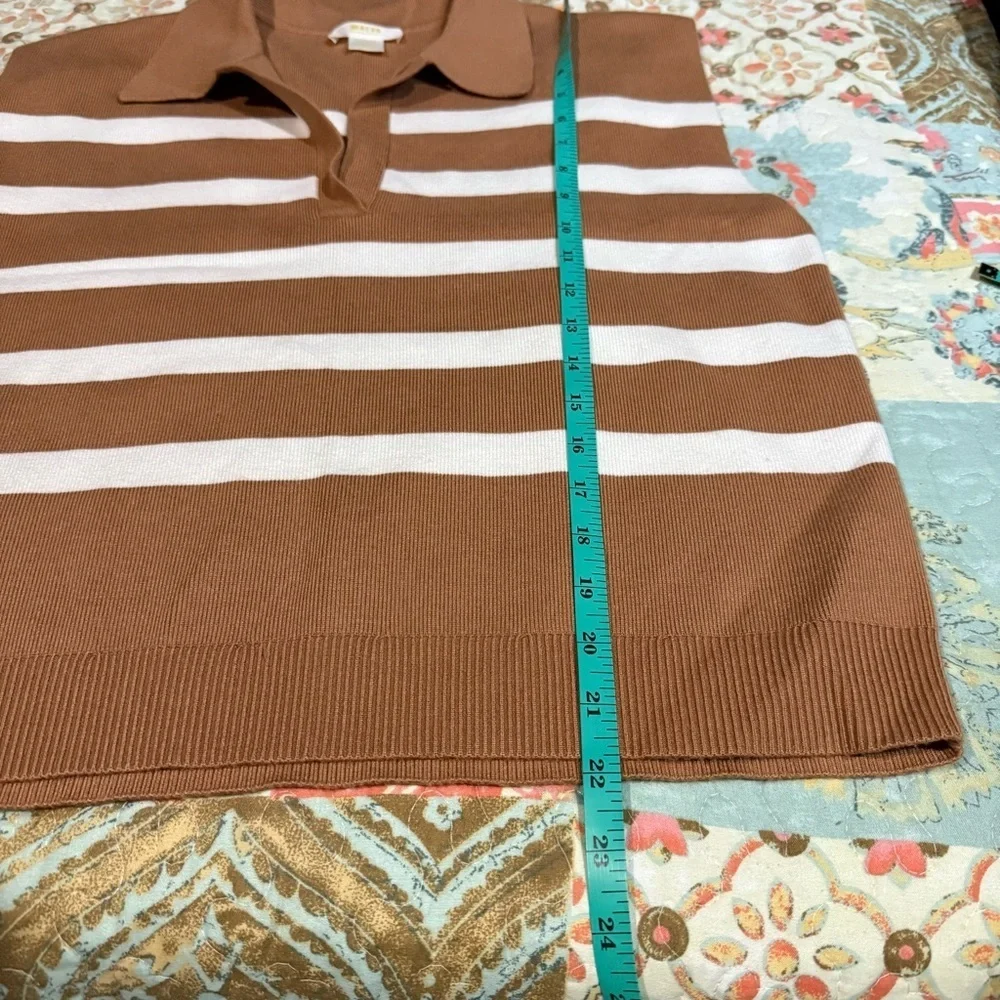 Maeve Stripe Collared Sleeveless Sweater Vest Medium - Picture 9 of 12